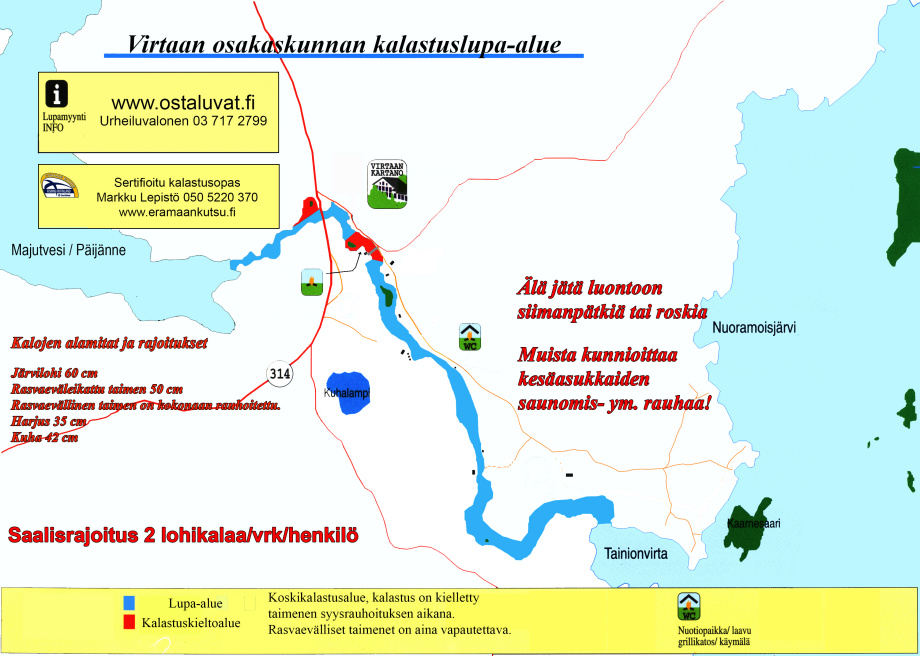 Kartta Virtaankosken lupa-alueesta
